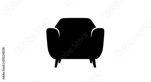 фотографія Black silhouette of a two seater sofa against a white background a furniture out