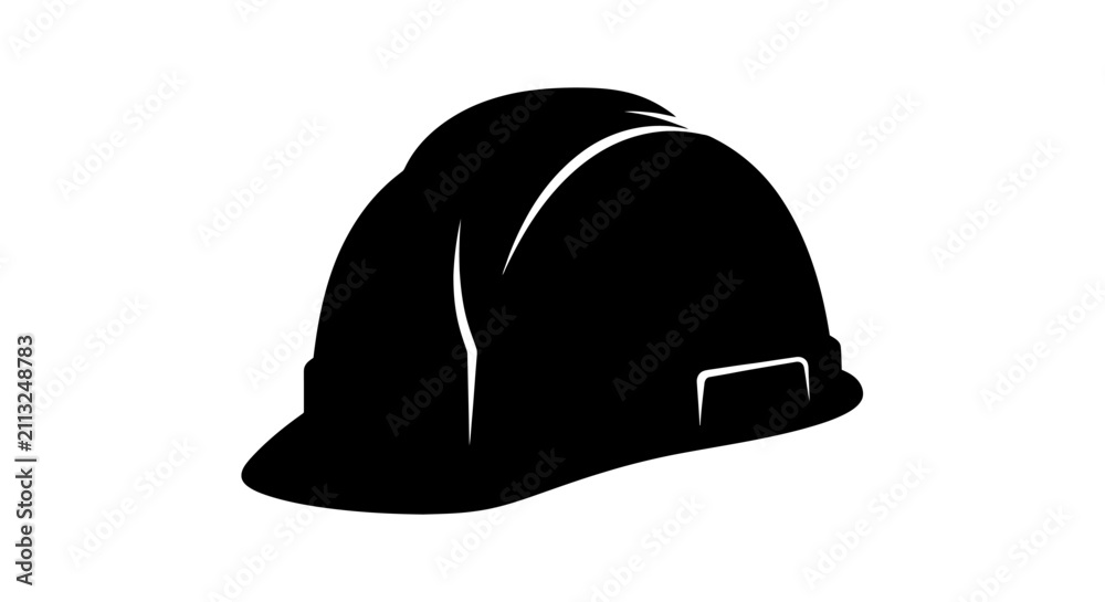 Fototapeta premium A black silhouette of a construction hard hat against a white background a safety equipment depiction silhouette