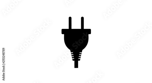 Obraz na płótnie A black silhouette of a two prong electrical plug against a white background a s