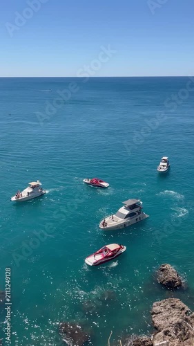 Summer scenery with yachts and boats in Mediterranean Sea
