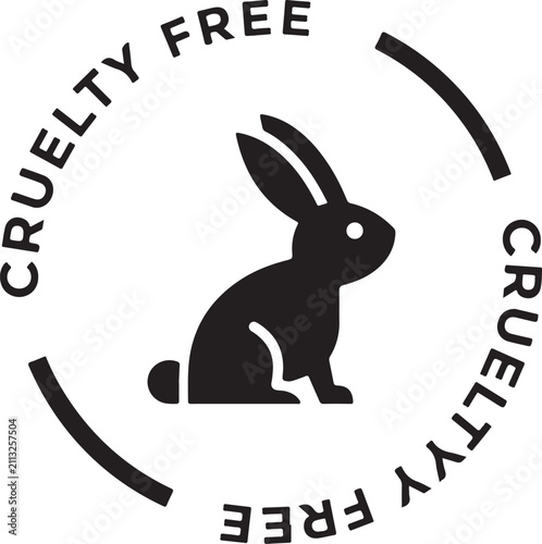 Black cruelty-free rabbit symbol a minimalist vector icon for ethical product labeling and animal welfare campaigns isolated on white