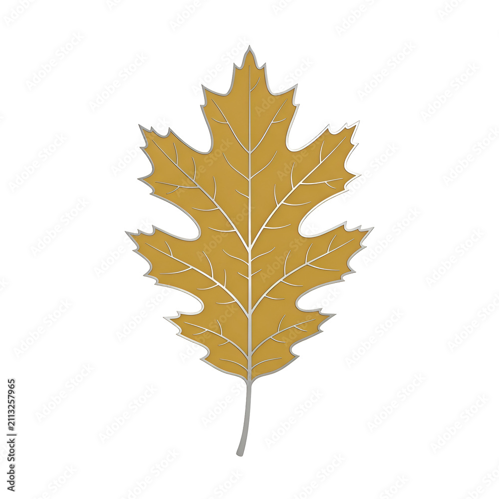 Fototapeta premium Stylized Golden Oak Leaf Illustration Isolated on Black Background