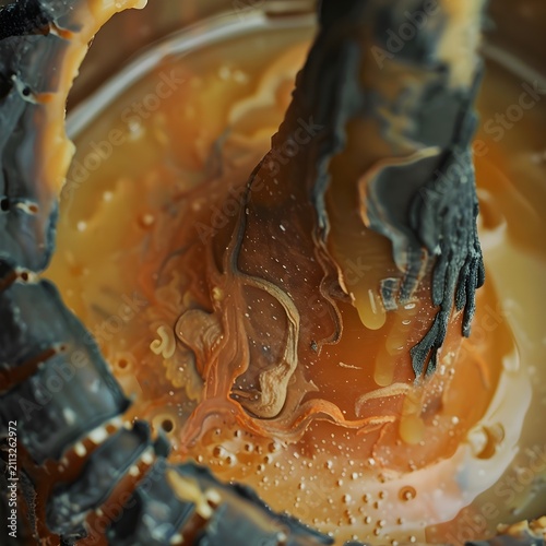 Macro Detail of Melting Scented Wax and Charred Resin