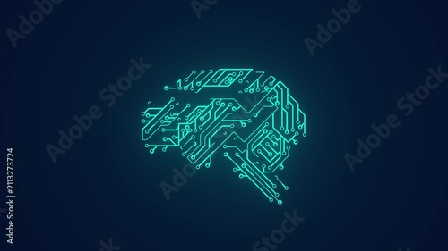 artificial intelligence digital brain neural network machine learning animation