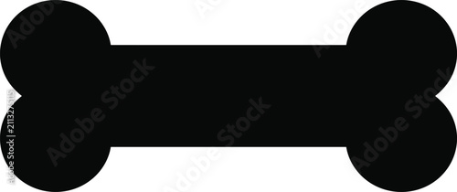Canvastavla Solid black dog bone silhouette vector icon for pet food and animal care brandin