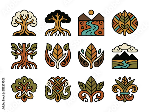 Abstract Nature Symbols Set, Organic Design Elements
