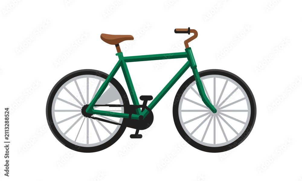 Obraz premium Green City Road Bicycle Bike Transportation Vector Illustration