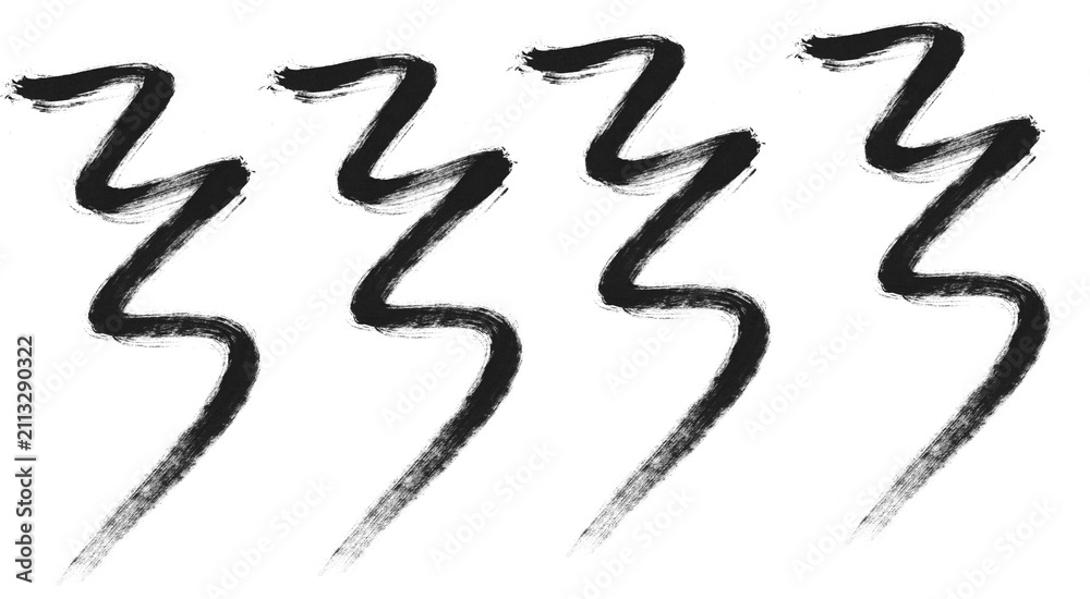 Fototapeta premium Hand Drawn Z-Shape Scribble Brush Strokes Set