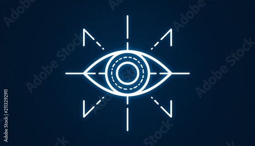 Eye scan Outline icon of an eye with scanning rays digital surveillance and monitoring.