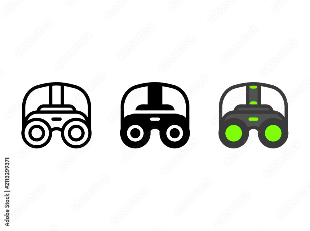 Fototapeta premium Black and green binocular icons with white background