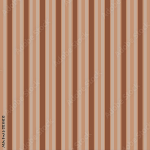 Seamless vertical striped pattern in rich chocolate brown, caramel and beige earth tones. Flat vector geometric background for autumn menswear, rustic decor, textile and wrapping paper