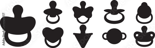 Konstfotografi Set of baby pacifier icons in various shapes with pacifier silhouette collection