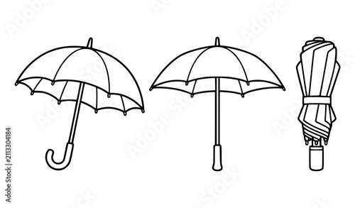 Cuadro en lienzo A collection of three simple black and white line art illustrations showing open