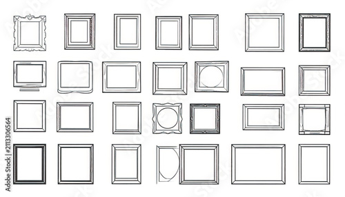 Collection of Four Blank Decorative Frames on White Background - Vector Art