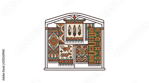 Принти на полотні Ornate classical architectural facade illustration with intricate details