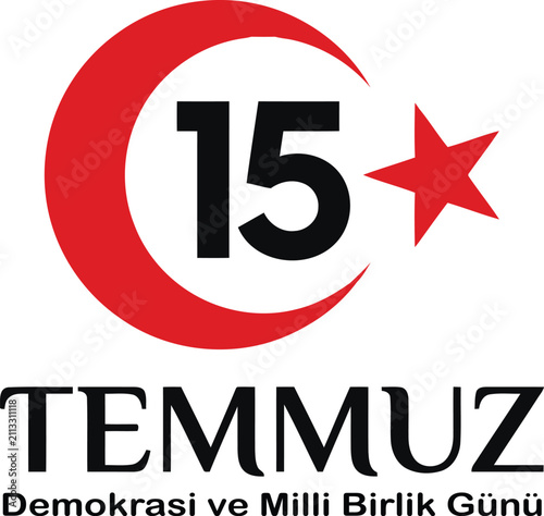 15 july democracy and national unity day logo of turkey Vector