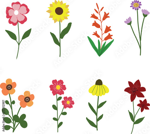 Simple Vector Nature Clipart Set for Stationery, Stickers, and Design