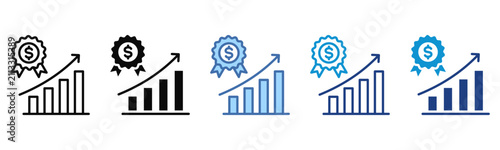Canvas Print Price Benchmark icon set multiple style collection