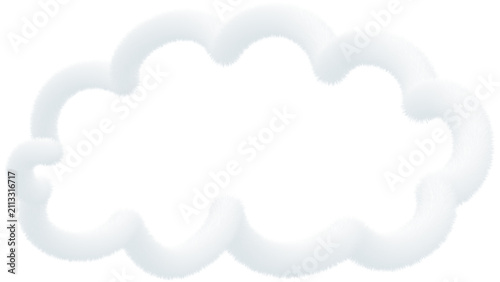 Soft Fluffy Cloud Border with Transparent Background – White