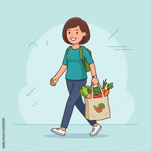 Person Returning from Farmers Market with Fresh Vegetables