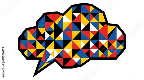 Colorful geometric speech bubble with mosaic triangle pattern