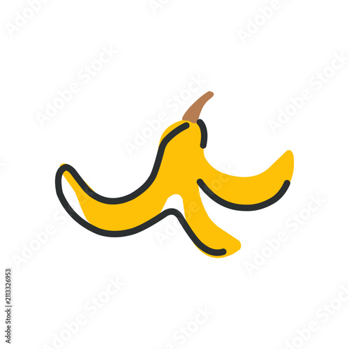 simple hand drawn banana peel icon