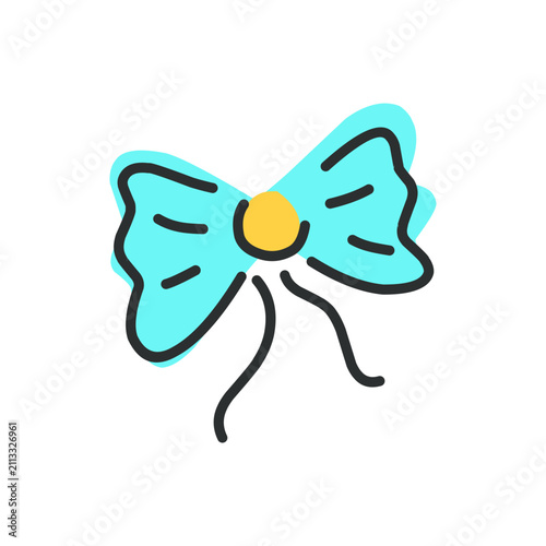 simple blue ribbon icon hand drawn