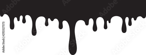 Konstfotografi Black liquid paint dripping down design element Vector, illustration