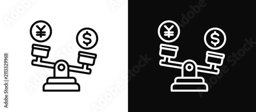 Bild auf Leinwand Market Comparison icon set black and white