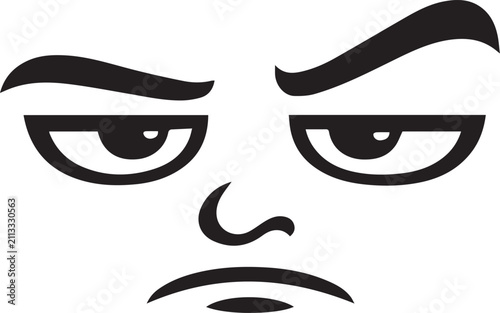 Tableau sur toile Suspicious cartoon eyes with raised eyebrow and serious look Vector, illustratio