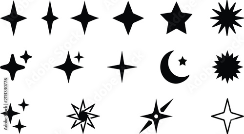 AI generate icon set ai, Artificial intelligence symbol, sparkle star with square button, Generate symbol for application and web