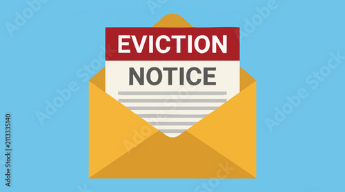 Eviction Notice Letter in an Open Mail Envelope - Financial and Housing Problem