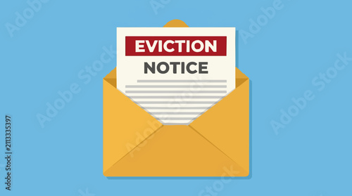 Fotografie Eviction Notice Document in Open Envelope, Rental Property Issue