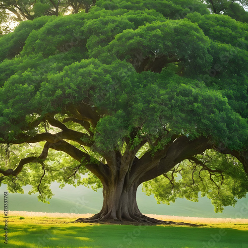 Alone Big tree and green land
