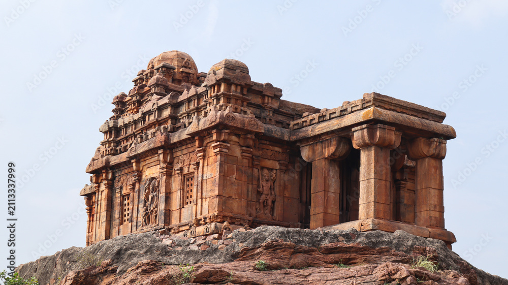 Fototapeta premium Badami Caves and Rock Cut Temples, Karnataka, India – Ancient Chalukya Architecture and Stone Carvings