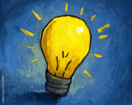 A Minimalist Lightbulb Illustration in Vibrant Colors