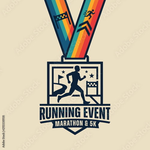 Winning Medal Design For Running Marathon And 5K Event Competition
