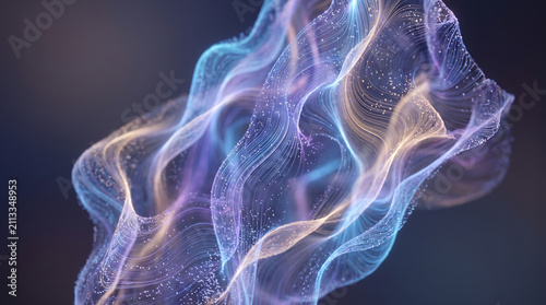 Abstract Futuristic Glowing Energy Waves with Sparkling Digital Particles and Ethereal Light