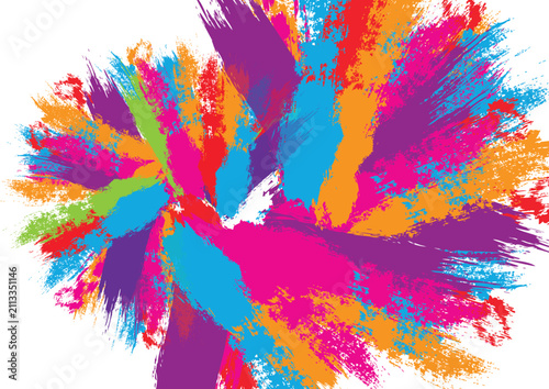 Abstract vector paint color splash background with textured strokes in blue,purple, red,pink, and yellow splatter brush. illustration vector design background