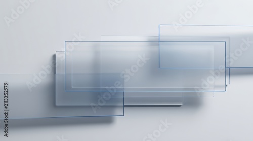 Abstract layers of frosted and clear blue glass