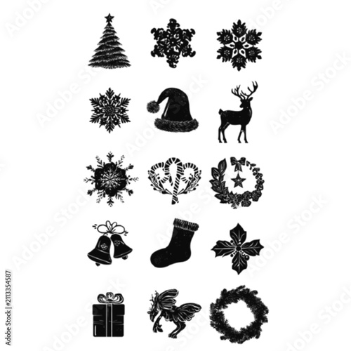  Merry Christmas Black Silhouette Bundle