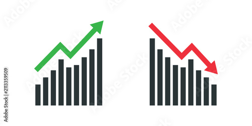 Up-and-down bar chart with trend arrows, EPS 10.
