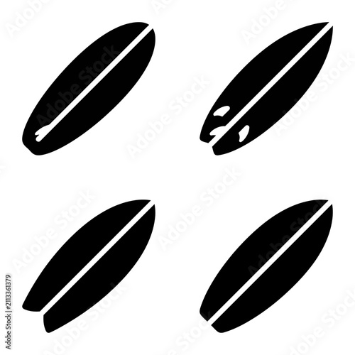 Photography Silhouette of Surfboards with Sleek Design and Curved Shapes.
