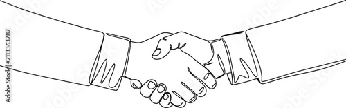 Continuous line handshake, business deal vector, minimalist partnership art