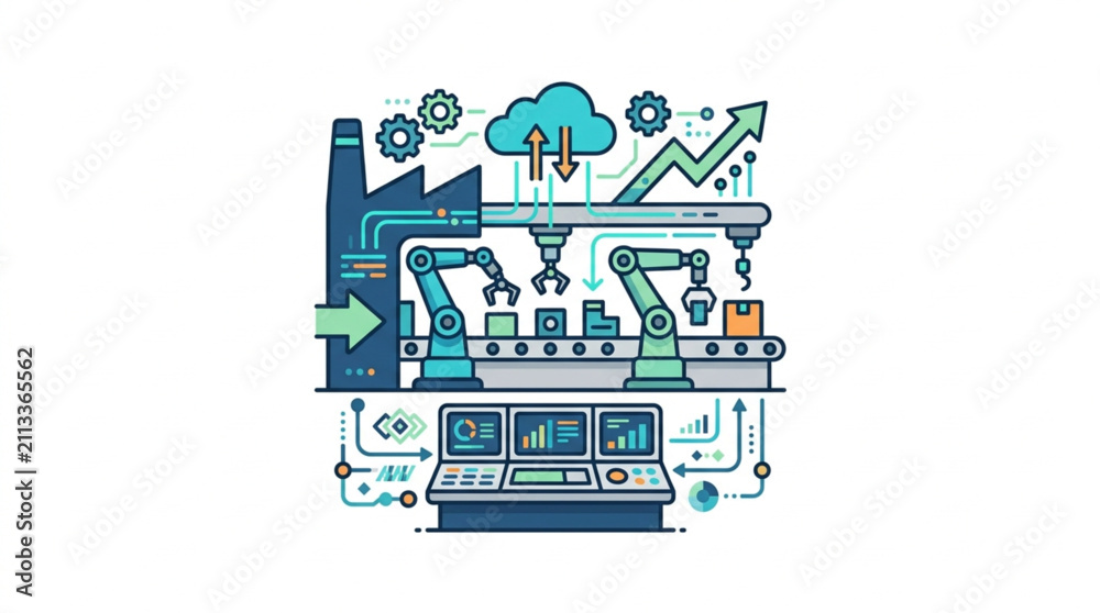 Fototapeta premium Industrial Automation and Smart Factory Technology Concept.