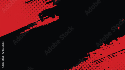 Bild auf Leinwand A black brushstroke in a diagonal direction on a red background.