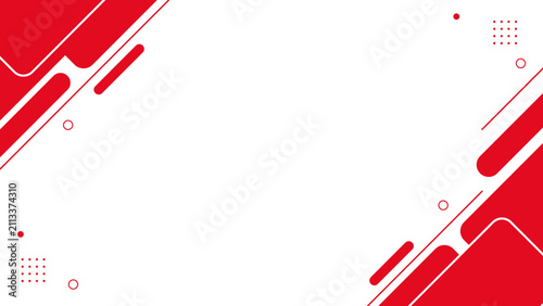 Foto Red geometric shapes frame clean white space