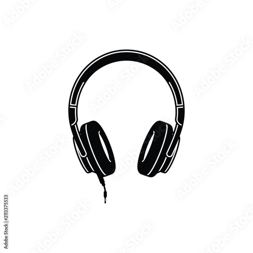 Over Ear Headphones Icon for Music Listening Audio Recording and Sound Technology