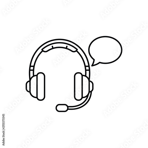 Customer Service Headset Icon for Call Center Communication Support Chat and Help Desk