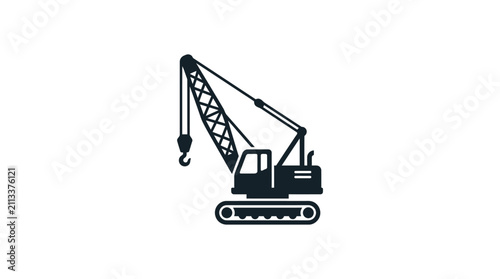Crawler crane icon representing heavy machinery and industrial construction vector illustration
